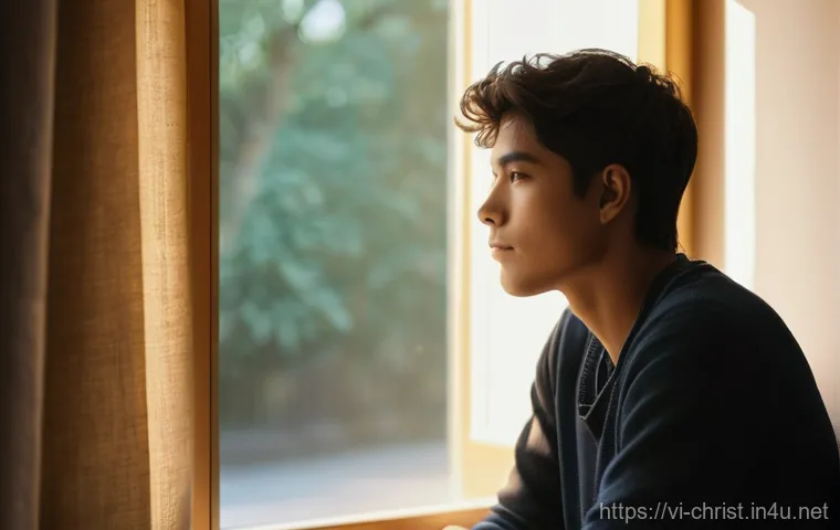 기독교와 상담 - **Prompt for Faith and Inner Peace:**
"A serene and uplifting photograph of a young adult, gende...