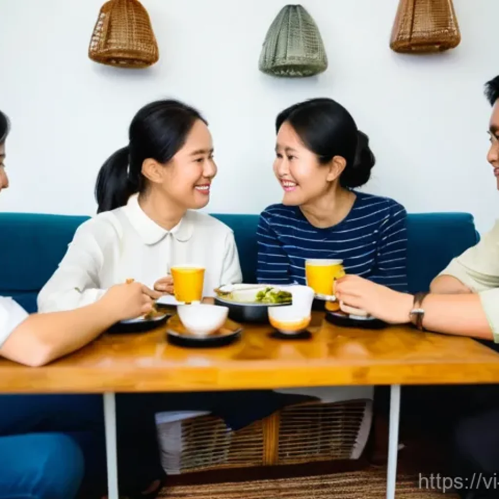 기독교의 속회 운동 - **Prompt:** A cozy and warm indoor scene depicting a small group of 5-7 Vietnamese adults, ranging i...