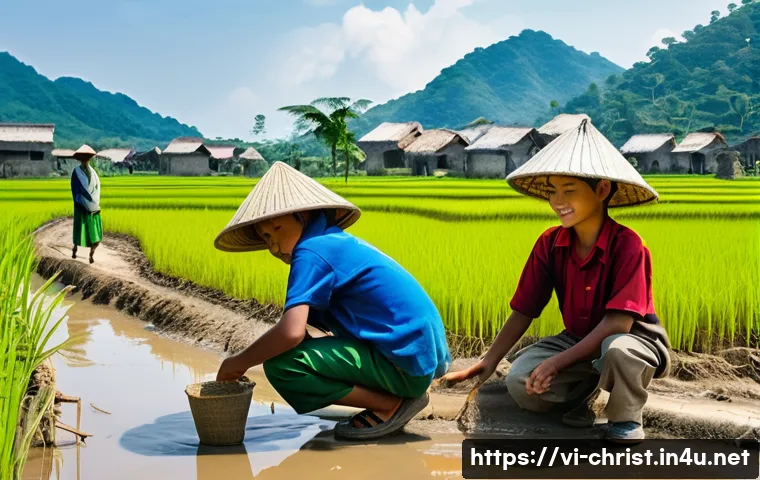 기독교와 NGO 활동 - **Prompt 1: Rural Community Development in Vietnam**
"A vibrant, wide-angle shot depicting Vietn...
