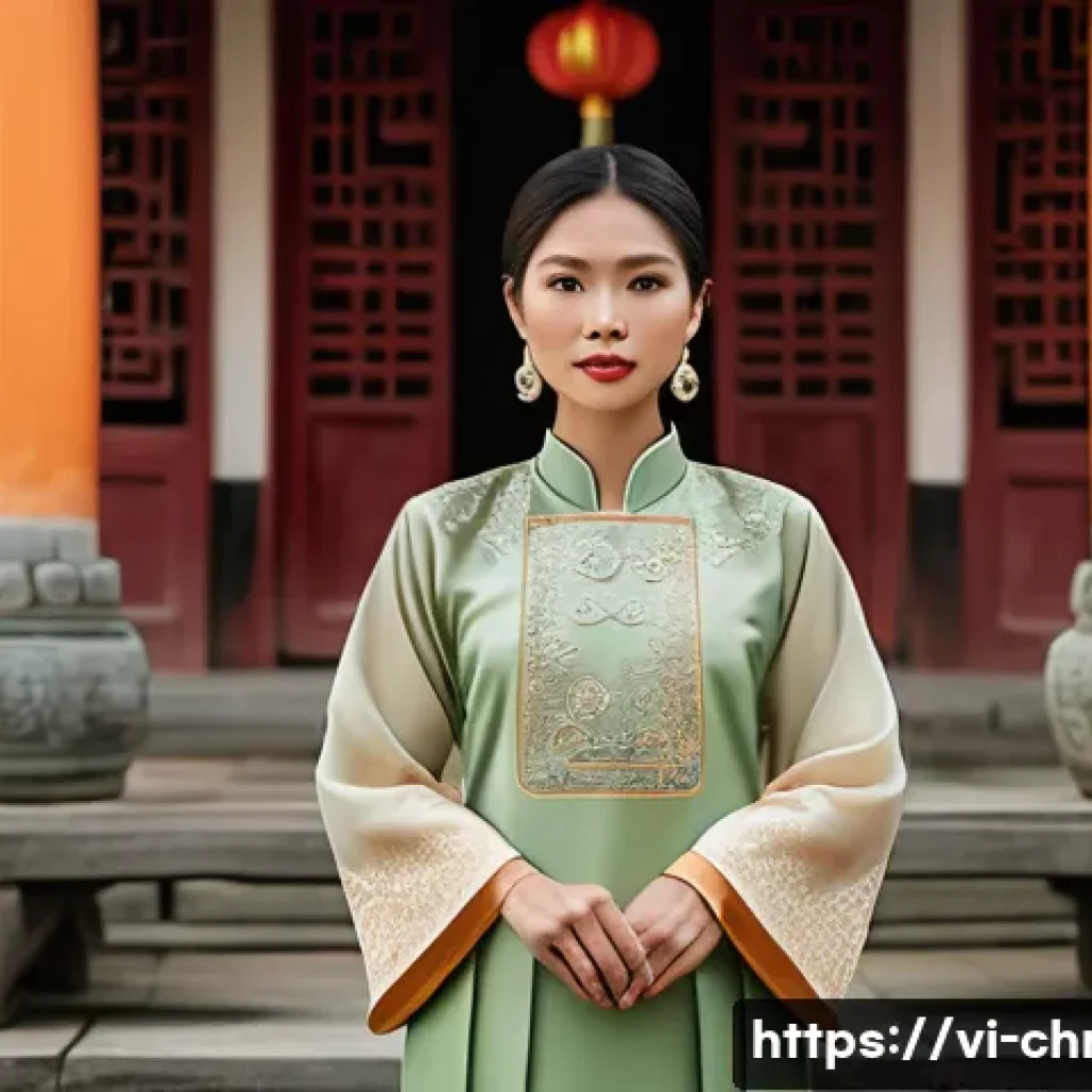 기독교와 페미니즘 - A Vietnamese woman in traditional áo dài with subtle modern accessories, standing confidently in fro...