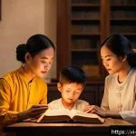 Home 19 기독교 박해 국가 - A detailed scene depicting a small Christian family in Vietnam practicing their religious traditions...