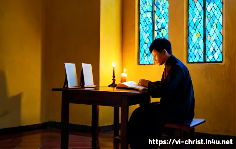 삼위일체의 교리적 배경 - Photorealistic interior of a historic Catholic church in Vietnam at sunrise, a Vietnamese theology s...